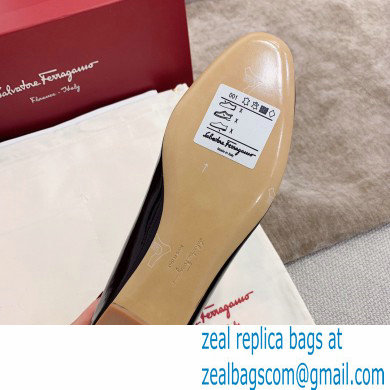 Ferragamo Heel 1cm/6cm Bow Ballet Flats/Pumps Patent Leather Burgundy - Click Image to Close