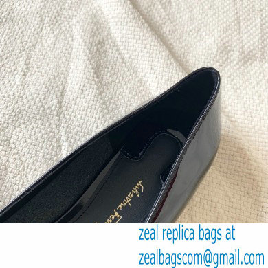 Ferragamo Heel 1cm Gancini Ballet Flats Black