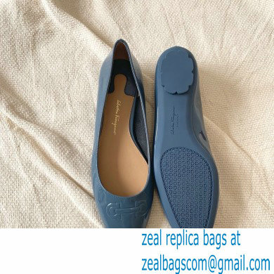 Ferragamo Heel 1cm Gancini Ballet Flats Blue - Click Image to Close