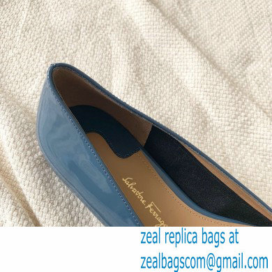 Ferragamo Heel 1cm Gancini Ballet Flats Blue