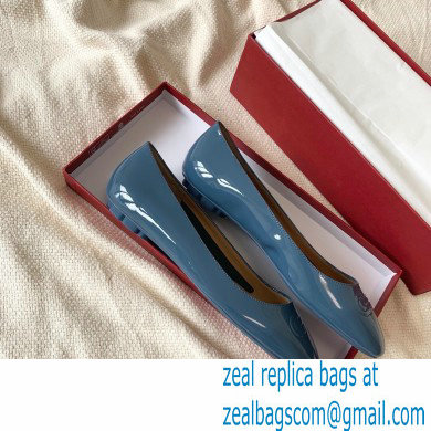 Ferragamo Heel 1cm Gancini Ballet Flats Blue