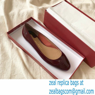 Ferragamo Heel 1cm Gancini Ballet Flats Burgundy