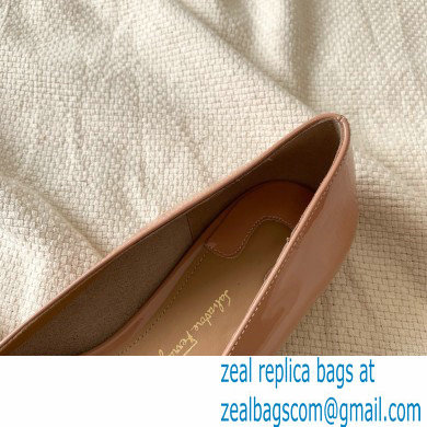 Ferragamo Heel 1cm Gancini Ballet Flats Nude - Click Image to Close