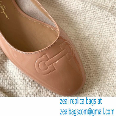 Ferragamo Heel 1cm Gancini Ballet Flats Nude