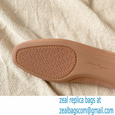 Ferragamo Heel 1cm Gancini Ballet Flats Nude