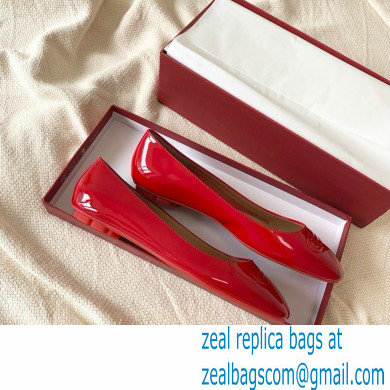 Ferragamo Heel 1cm Gancini Ballet Flats Red