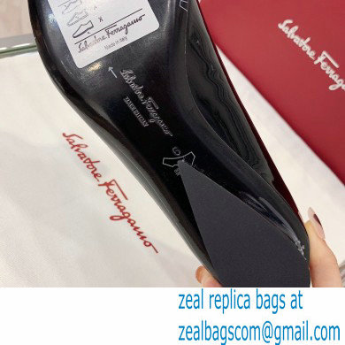 Ferragamo Heel 2cm Viva Ballet Flats Patent Leather Black - Click Image to Close