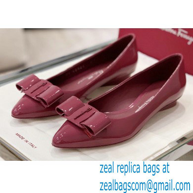 Ferragamo Heel 2cm Viva Ballet Flats Patent Leather Burgundy