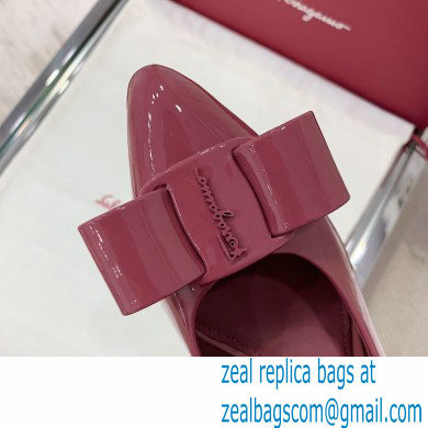 Ferragamo Heel 2cm Viva Ballet Flats Patent Leather Burgundy