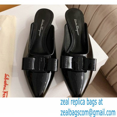 Ferragamo Heel 2cm Viva Bow Mules Black