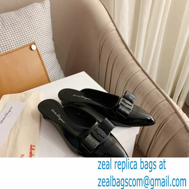 Ferragamo Heel 2cm Viva Bow Mules Black