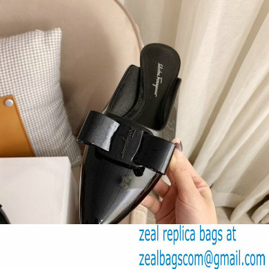 Ferragamo Heel 2cm Viva Bow Mules Black