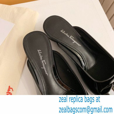 Ferragamo Heel 2cm Viva Bow Mules Black - Click Image to Close