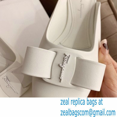 Ferragamo Heel 2cm Viva Bow Mules White - Click Image to Close