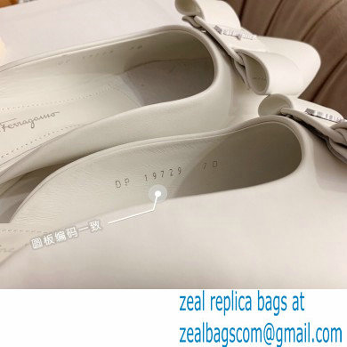 Ferragamo Heel 2cm Viva Bow Mules White