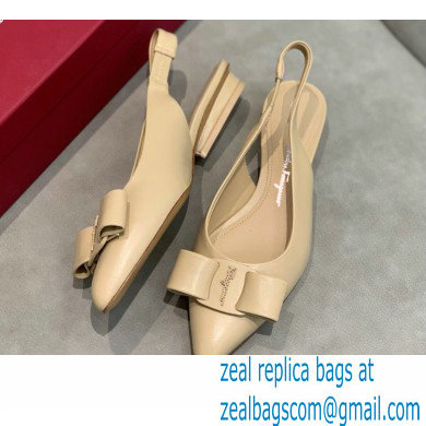 Ferragamo Heel 2cm Viva Slingbacks Beige