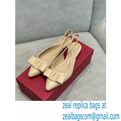 Ferragamo Heel 2cm Viva Slingbacks Beige