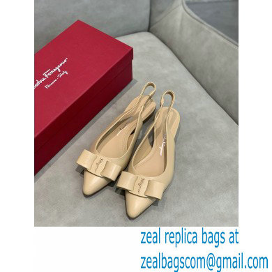 Ferragamo Heel 2cm Viva Slingbacks Beige - Click Image to Close