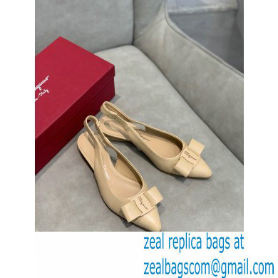 Ferragamo Heel 2cm Viva Slingbacks Beige - Click Image to Close