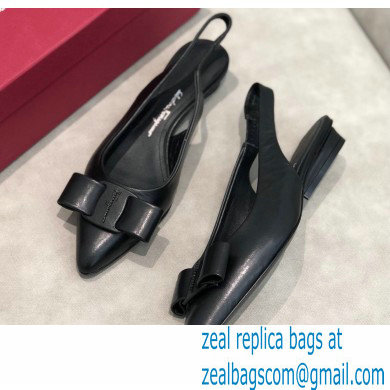 Ferragamo Heel 2cm Viva Slingbacks Black