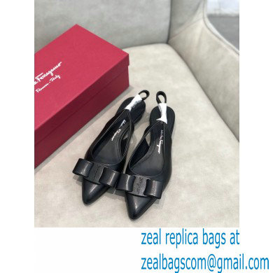 Ferragamo Heel 2cm Viva Slingbacks Black