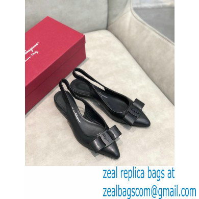 Ferragamo Heel 2cm Viva Slingbacks Black