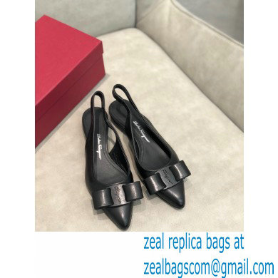 Ferragamo Heel 2cm Viva Slingbacks Black