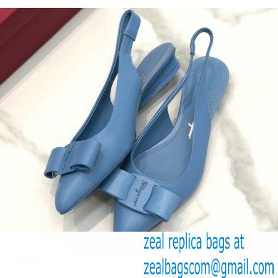 Ferragamo Heel 2cm Viva Slingbacks Blue