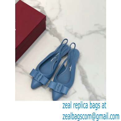 Ferragamo Heel 2cm Viva Slingbacks Blue