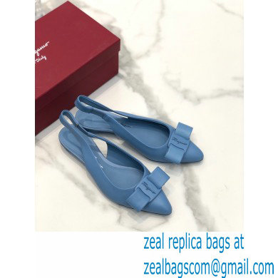 Ferragamo Heel 2cm Viva Slingbacks Blue - Click Image to Close