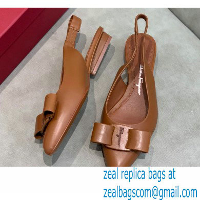 Ferragamo Heel 2cm Viva Slingbacks Brown