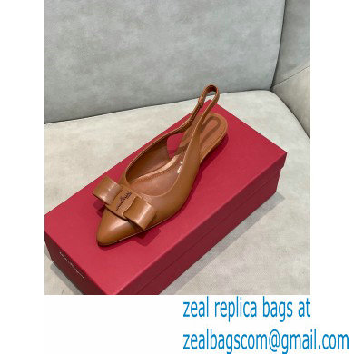 Ferragamo Heel 2cm Viva Slingbacks Brown