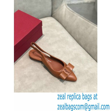 Ferragamo Heel 2cm Viva Slingbacks Brown