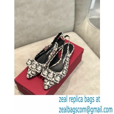 Ferragamo Heel 2cm Viva Slingbacks Fabric