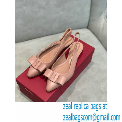 Ferragamo Heel 2cm Viva Slingbacks Nude Pink - Click Image to Close