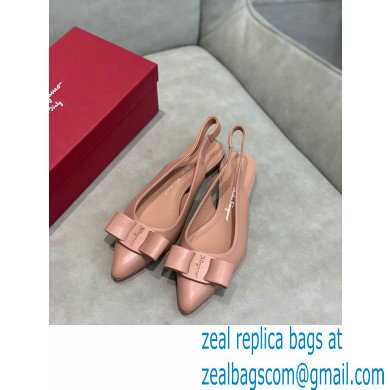 Ferragamo Heel 2cm Viva Slingbacks Nude Pink