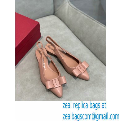 Ferragamo Heel 2cm Viva Slingbacks Nude Pink - Click Image to Close