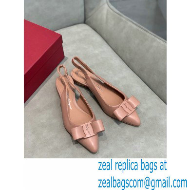 Ferragamo Heel 2cm Viva Slingbacks Nude Pink