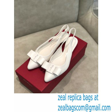 Ferragamo Heel 2cm Viva Slingbacks White