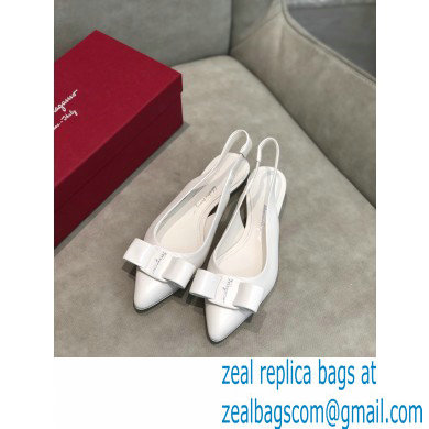 Ferragamo Heel 2cm Viva Slingbacks White