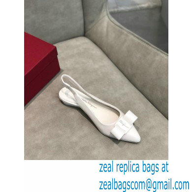 Ferragamo Heel 2cm Viva Slingbacks White - Click Image to Close