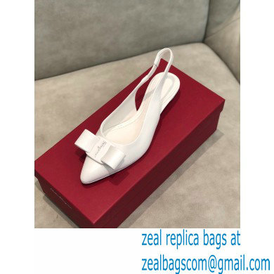 Ferragamo Heel 2cm Viva Slingbacks White - Click Image to Close