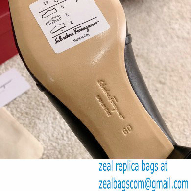 Ferragamo Heel 3cm Tilos Chain Leather Loafers/Pumps Black