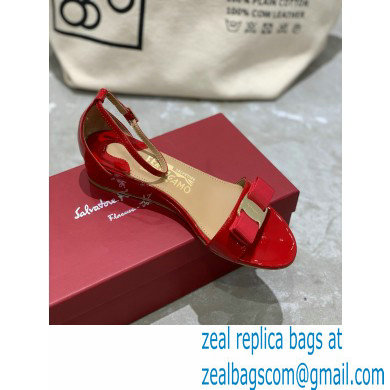 Ferragamo Heel 4.5cm Vara Bow Sandals with Strap Patent Leather Red