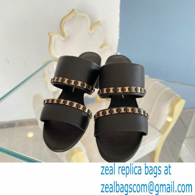 Ferragamo Heel 5.5cm Vara Chain Sandals Mules Black