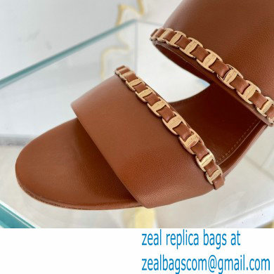 Ferragamo Heel 5.5cm Vara Chain Sandals Mules Brown