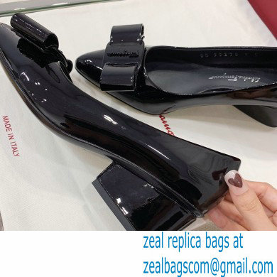 Ferragamo Heel 5.5cm Viva Pumps Patent Leather Black - Click Image to Close