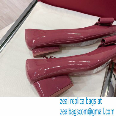 Ferragamo Heel 5.5cm Viva Pumps Patent Leather Burgundy - Click Image to Close