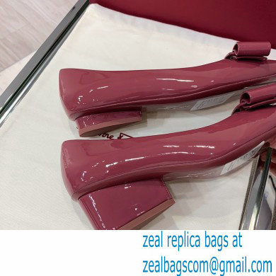 Ferragamo Heel 5.5cm Viva Pumps Patent Leather Burgundy