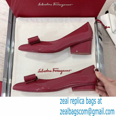Ferragamo Heel 5.5cm Viva Pumps Patent Leather Burgundy - Click Image to Close